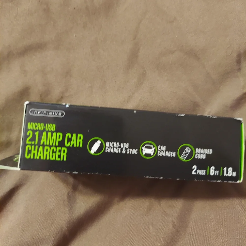Micro USB 2.1 Amp Car Charger 6 ft. Braided Cord NEW, UNUSED
